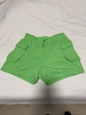 Women’s Neon Green Cargo Pocket Shorts